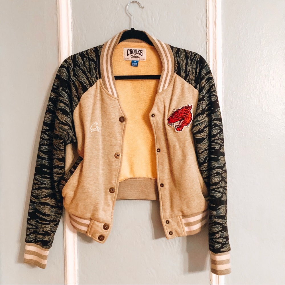 Crooks & Castles Camo Tan Varsity Jacket